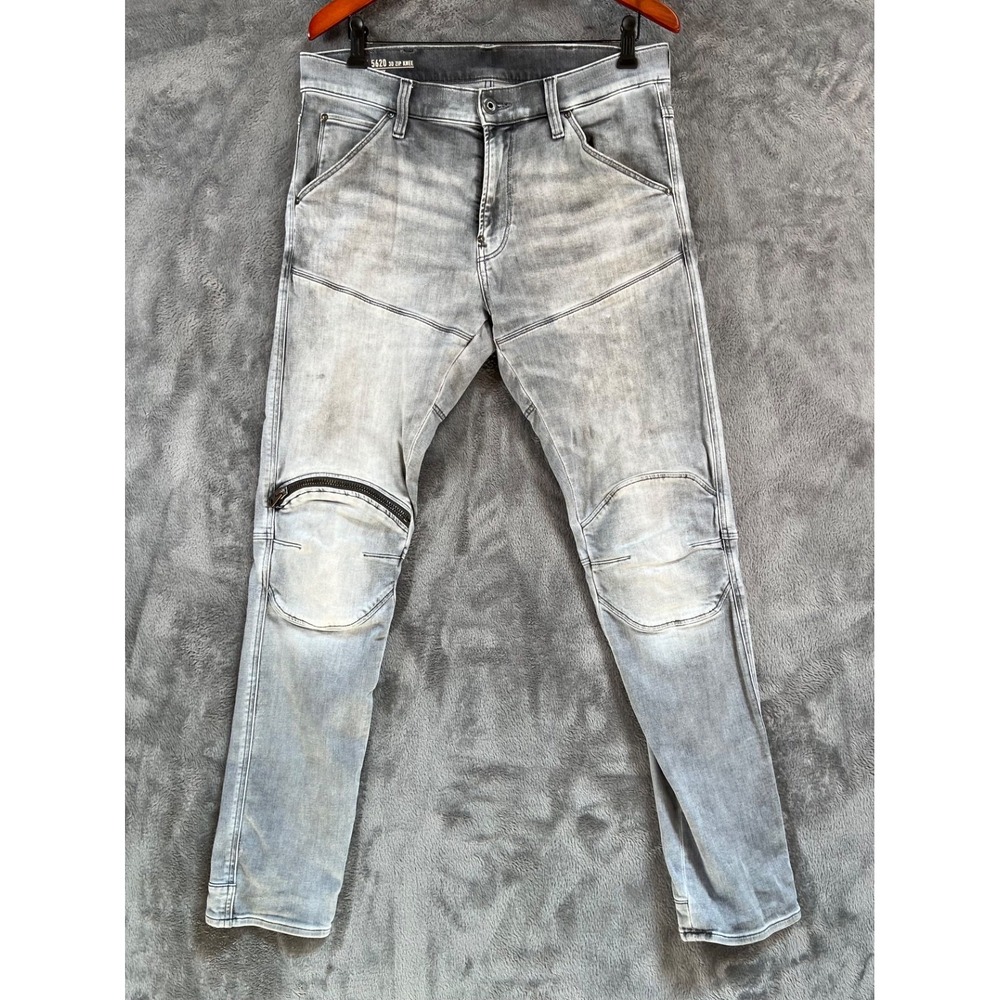 G-Star Raw 5620 3D Skinny Mens 32x32 (34x33) Jean Light Wash Distressed